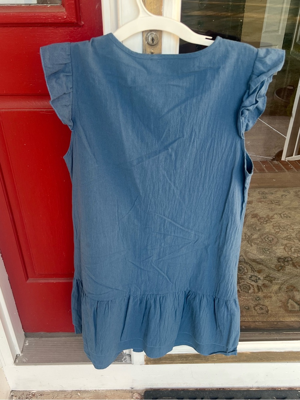 Blue Ruffle Sleeve Peplum Dress - Picture 7 of 9